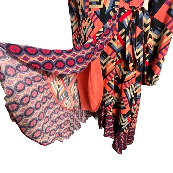 Anthropologie Porridge Graphic Mix Print Wrap Dress - Picture 9 of 10